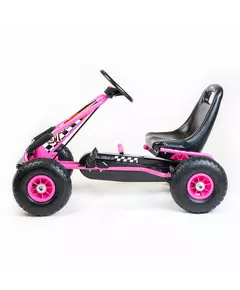 Go-kart Roze met Zwart & Oranje - Ergonomische Skelter