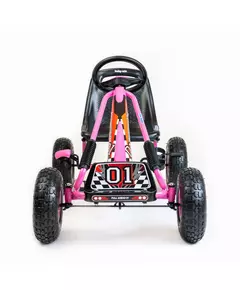 Go-kart Roze met Zwart & Oranje - Ergonomische Skelter
