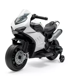 Elektrische motorfiets - Wit met zwart - Steunwielen