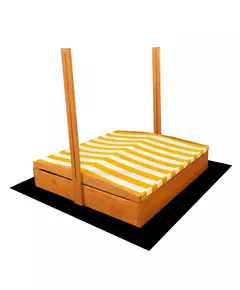 Houten zandbak met luifel - 120x120 cm - Geel en wit