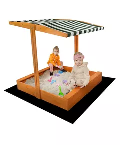 Houten zandbak 120x120 cm met luifel - groen-wit