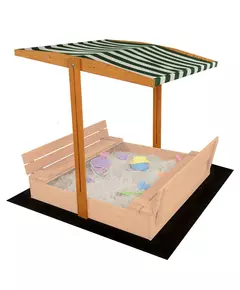 Houten zandbak 120x120 cm Groen/Wit met luifel - Buiten