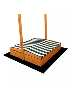 Houten zandbak 120x120 cm Groen/Wit met luifel - Buiten