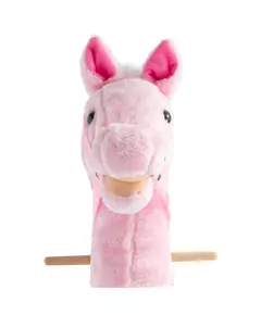 Rosie Pluche Roze Stokpaard met Wielen en Geluid