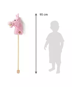 Rosie Pluche Roze Stokpaard met Wielen en Geluid
