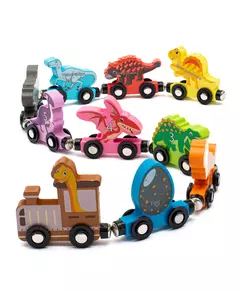 Dino Houten Speelgoedtrein - Kleurrijke Montessori Set