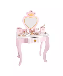 Kaptafel Witte Hout met Roze Hart Spiegel en Make-up