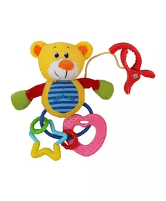 Pluchen knuffelbeer met ratel - Vrolijke kleuring