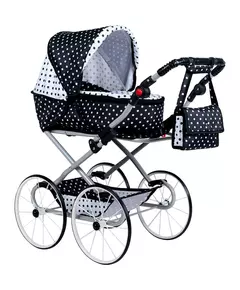 2-in-1 Kinderwagen voor Poppen - Retro zwart-wit