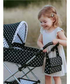 2-in-1 Kinderwagen voor Poppen - Retro zwart-wit