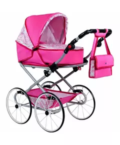 Poppenwagen 2-in-1 Retro Roze Lichtgewicht Metalen Frame