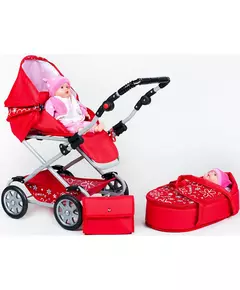 2-in-1 Poppenwagen met accessoires en verstelbare greep