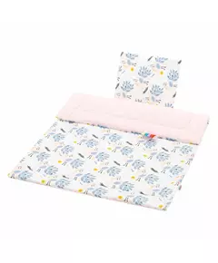 Babydeken en Kussen Set - Roze met Pauwenprint