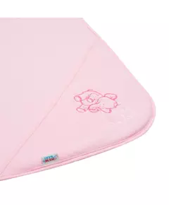Roze geborduurde babyhanddoek met capuchon 100x100 cm