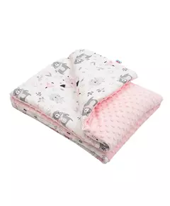 Babydeken Minky/Katoen - Schattige Dieren - 80x102 cm