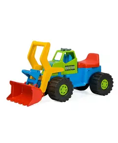 Loopauto graafmachine - blauw bouwvoertuig 74 cm
