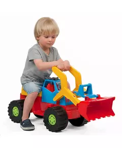 Loopauto graafmachine - blauw bouwvoertuig 74 cm