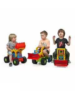 Loopauto graafmachine - blauw bouwvoertuig 74 cm