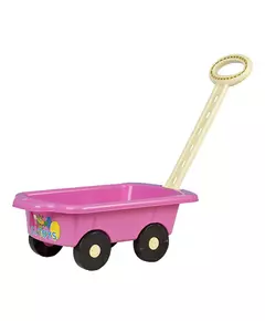 Roze speelgoed bolderkar 45 cm met trekstang