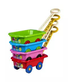 Roze speelgoed bolderkar 45 cm met trekstang