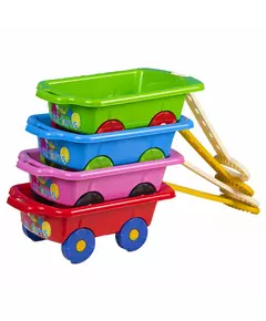 Roze speelgoed bolderkar 45 cm met trekstang