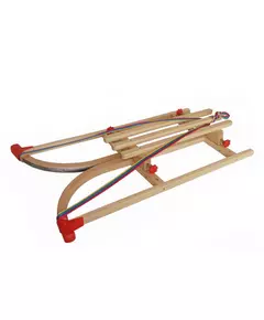 Opvouwbare houten slee 100 cm met trekkoord en glijders