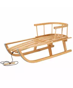 Houten slee 90 cm met rugleuning en trekkoord - beuken
