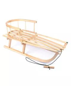 Houten slee 90 cm met rugleuning en trekkoord - beuken