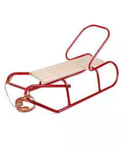 Metalen slee 87 cm rood met rugleuning en trekkoord