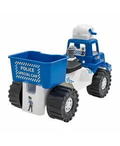 Politie loopauto met bellenblaas - 70 cm blauw