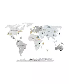 Wereldkaart muurstickers S - 90 x 60 cm - educatief