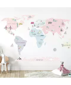 Muursticker wereldkaart M - 115 x 75 cm - Wanddecoratie