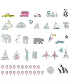 Wereldkaart muurstickers roze 150 x 100 cm Kinderkamer