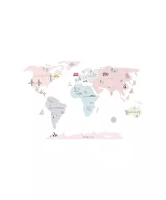 Wereldkaart muurstickers roze 150 x 100 cm Kinderkamer