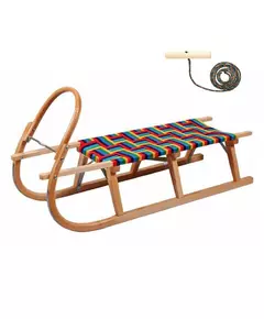Klassieke houten slee 120 cm met trekkoord en glijders