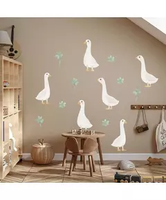 Muurstickers ganzen en klavers - boho wanddecoratie