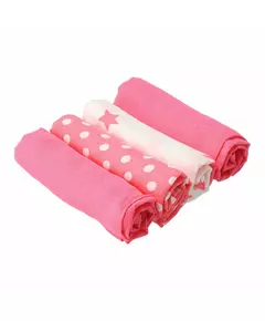 Katoenen Luiers 70x70 cm - 4 Stuks - Roze met Stippen