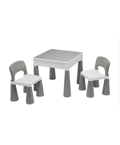 Kindermeubelset - Tafel en Stoelen - Wit met Grijs