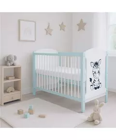Ledikant Zebra Wit met Mint - Babybedje met Dierenprint