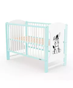 Ledikant Zebra Wit met Mint - Babybedje met Dierenprint