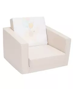 Comfortabele beige peuterstoel met olifantenrugkussen