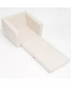 Comfortabele beige peuterstoel met olifantenrugkussen