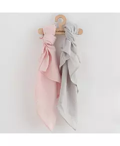 Katoenen doeken Set van 2 - 60x80 cm - Roze/Grijs