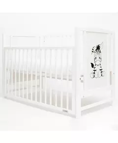 Wit kinderbedje met zebra - Spijlen en zijwand