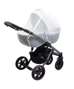 Luxe Muggennet met Rits voor Kinderwagen - Wit