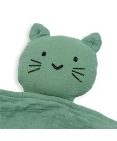 Knuffeldoekje Groene Kat - Superzacht en Geborduurd