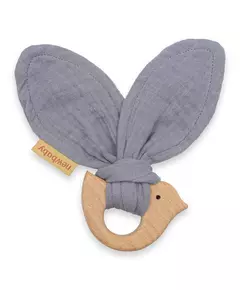 Houten Vogel Bijtring - Grijs - Baby Speelgoed
