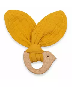 Houten Bijtspeeltje - Vogel met Konijnenoren