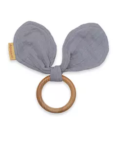 Bijtring met Houten Ring en Zachte Oren - Baby Speelgoed
