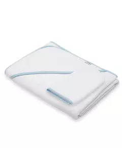 Hooded badhanddoek met washandje - Lichtblauw katoen